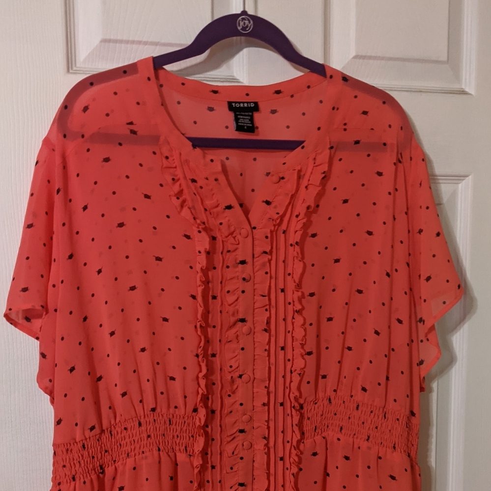 Torrid 4x kitty cat coral pink gauze blouse